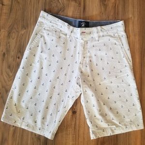 White Anchor Patterned Shorts